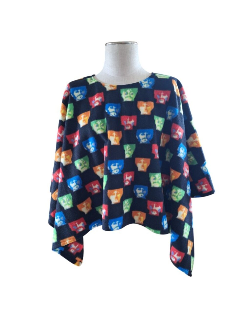 Handmade Beatles Fleece Poncho Retro Pop Art Colorful Medium One Size - Picture 8 of 9